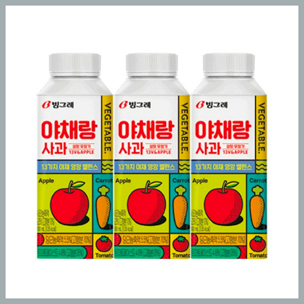 빙그레 야채랑 사과 190ml 24개
